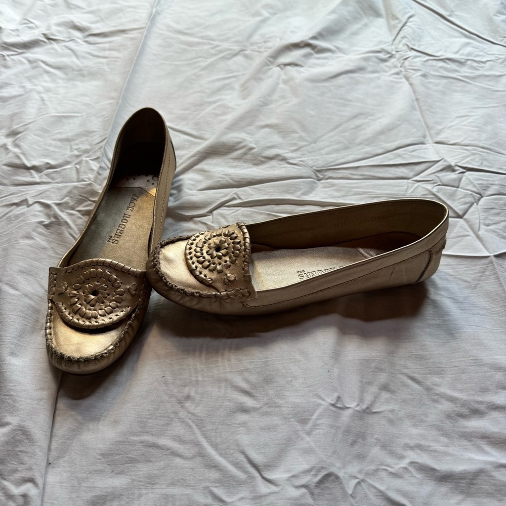 Jack Rogers Women's Metallic Gold Moccasins - Picture 2 of 7